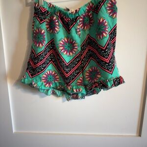 Lily High Waist Shorts - Teal and Pink Starburst